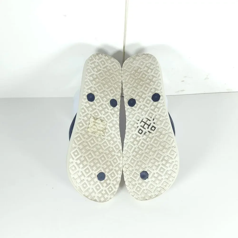 Tory Burch Women’s US6M Blue White Graphic Logo Flip Flop Thong Sandals